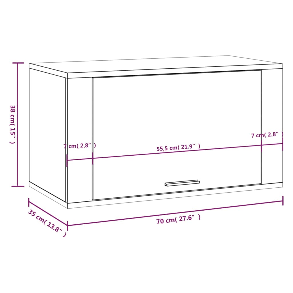 Wandschoenenkast 70X35X38 Cm Bewerkt Hout Zwart