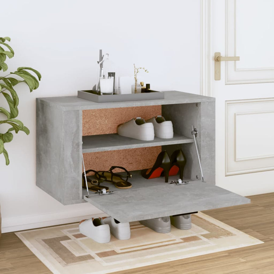 Wandschoenenkast 70X35X38 Cm Bewerkt Hout Betongrijs