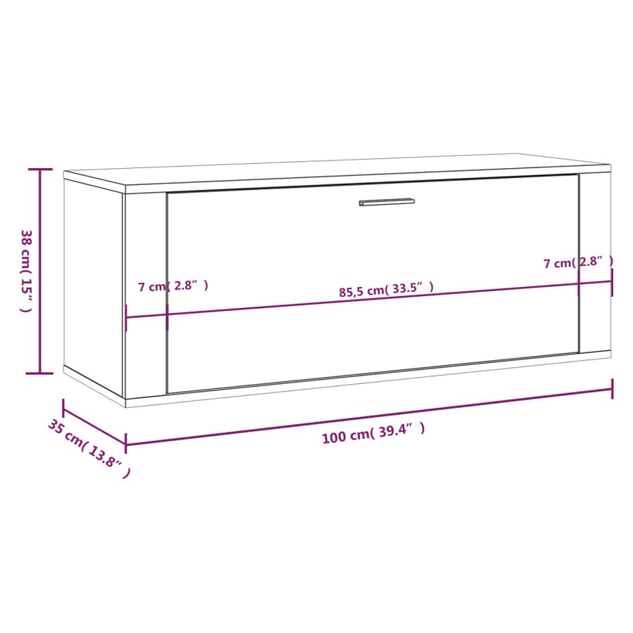 Wandschoenenkast 100X35X38 Cm Bewerkt Hout Sonoma Eiken