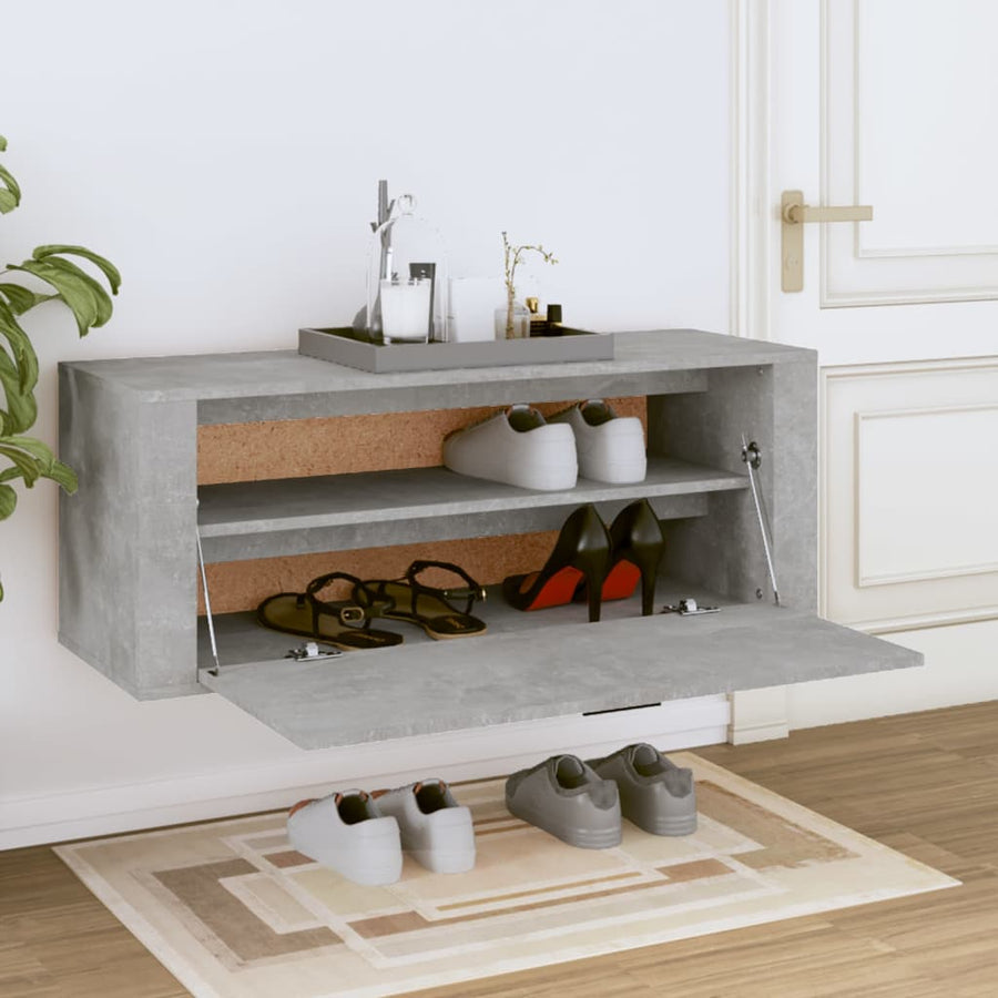 Wandschoenenkast 00X35X38 Cm Bewerkt Hout Betongrijs