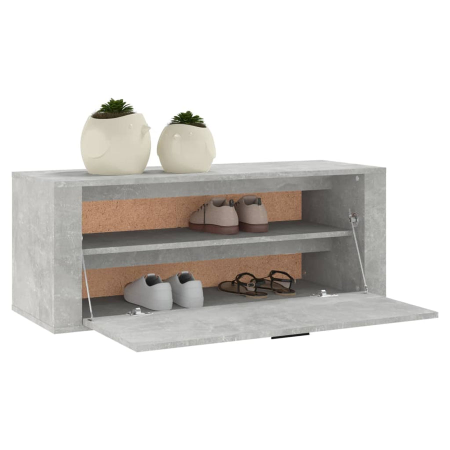 Wandschoenenkast 00X35X38 Cm Bewerkt Hout Betongrijs