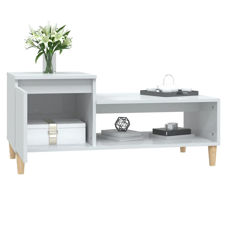 Salontafel 00X50X45 Cm Bewerkt Hout Hoogglans wit