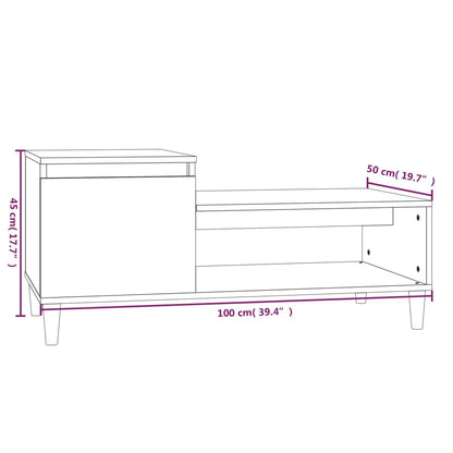 Salontafel 00X50X45 Cm Bewerkt Hout Hoogglans wit