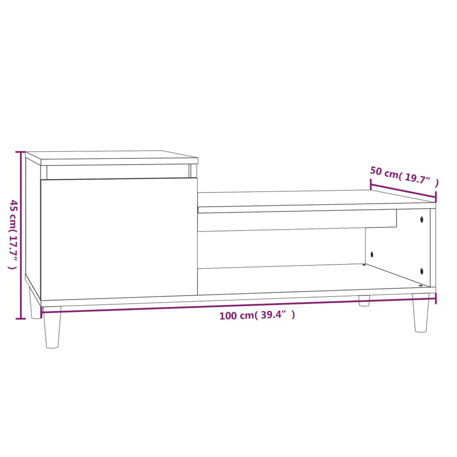 Salontafel 00X50X45 Cm Bewerkt Hout Bruineiken bruin eikenkleur