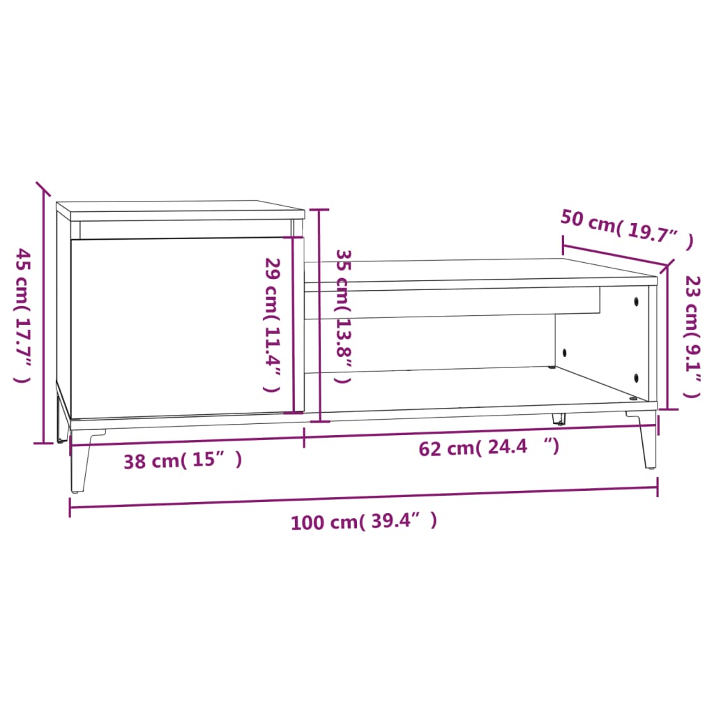 Salontafel 00X50X45 Cm Bewerkt Hout Wit