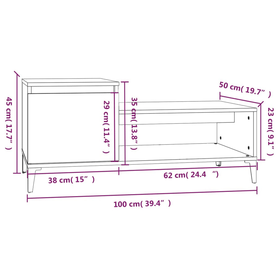 Salontafel 00X50X45 Cm Bewerkt Hout Wit