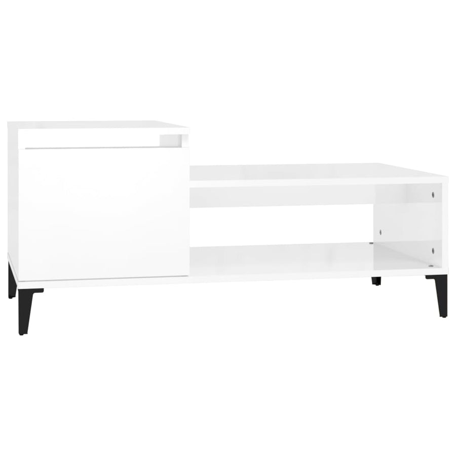 Salontafel 100X50X45 Cm Bewerkt Hout Hoogglans Wit