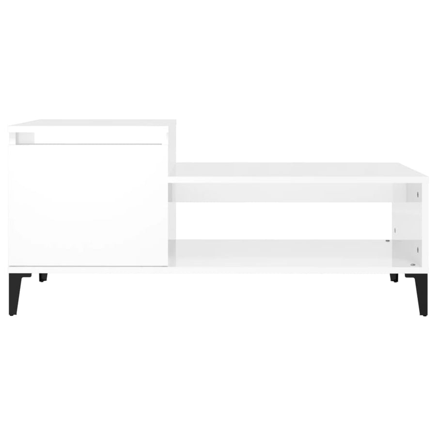 Salontafel 100X50X45 Cm Bewerkt Hout Hoogglans Wit