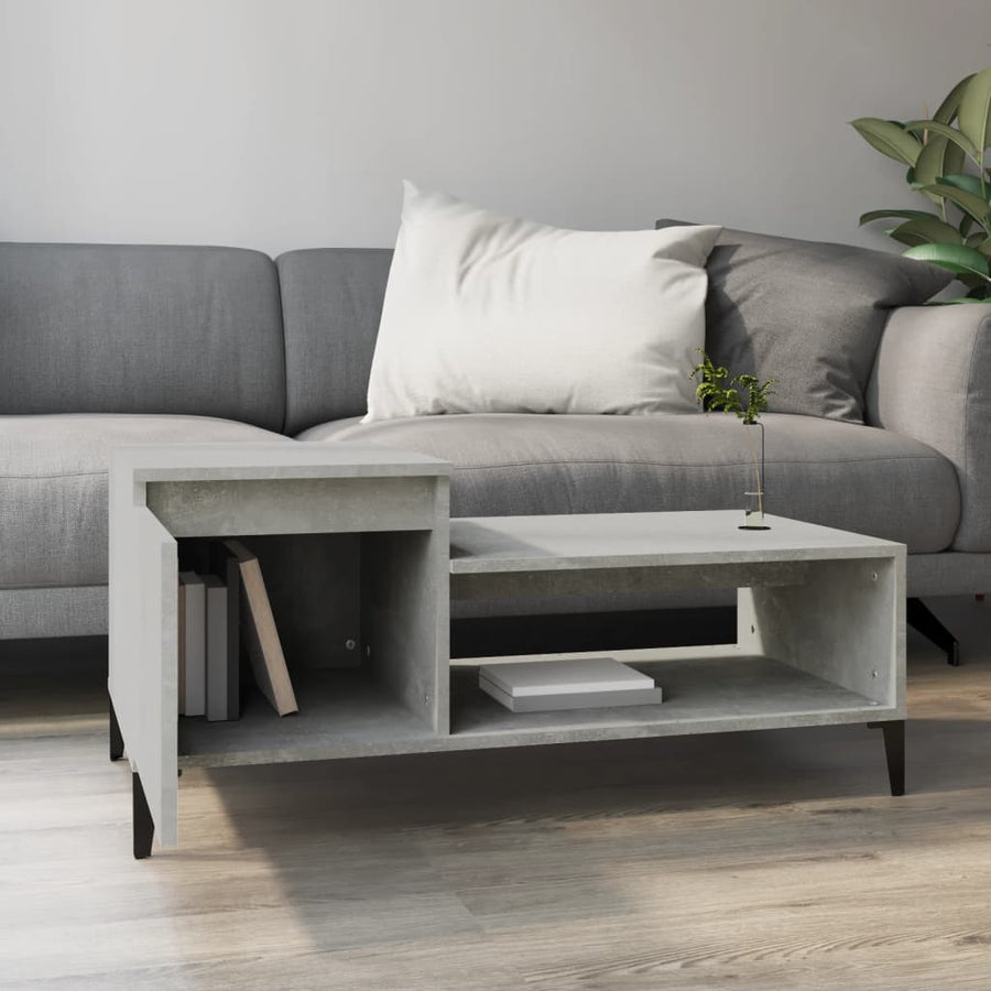 Salontafel 100X50X45 Cm Bewerkt Hout Betongrijs