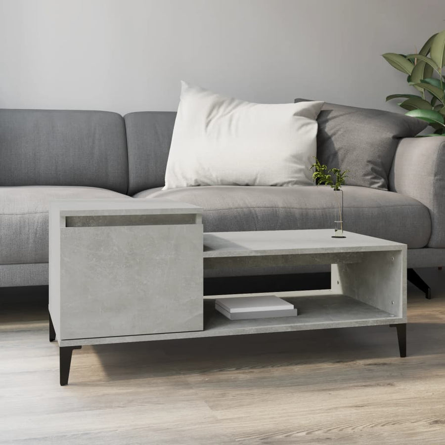 Salontafel 100X50X45 Cm Bewerkt Hout Betongrijs