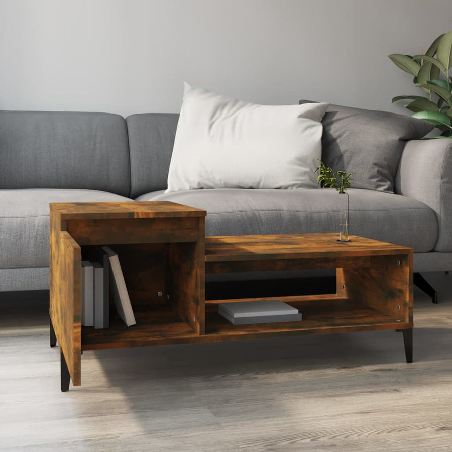 Salontafel 100X50X45 Cm Bewerkt Hout Gerookt Eikenkleurig