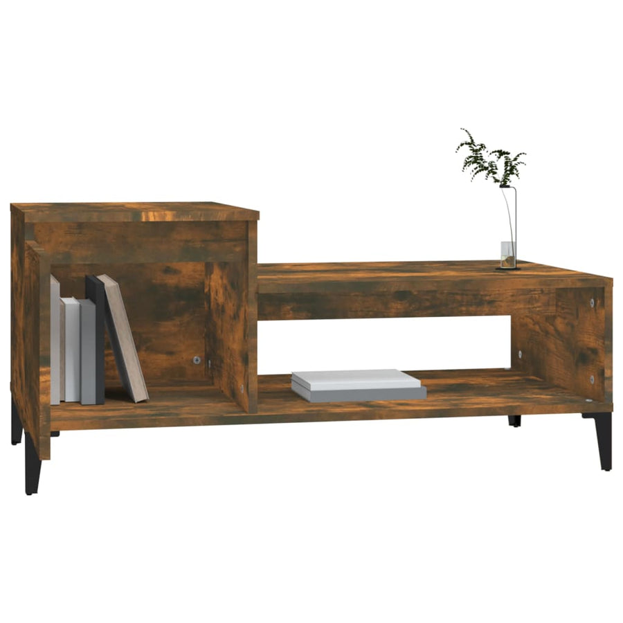 Salontafel 100X50X45 Cm Bewerkt Hout Gerookt Eikenkleurig