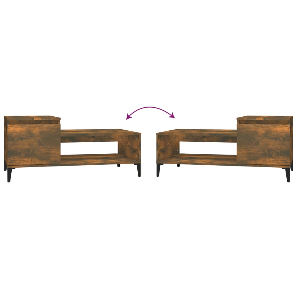 Salontafel 100X50X45 Cm Bewerkt Hout Gerookt Eikenkleurig