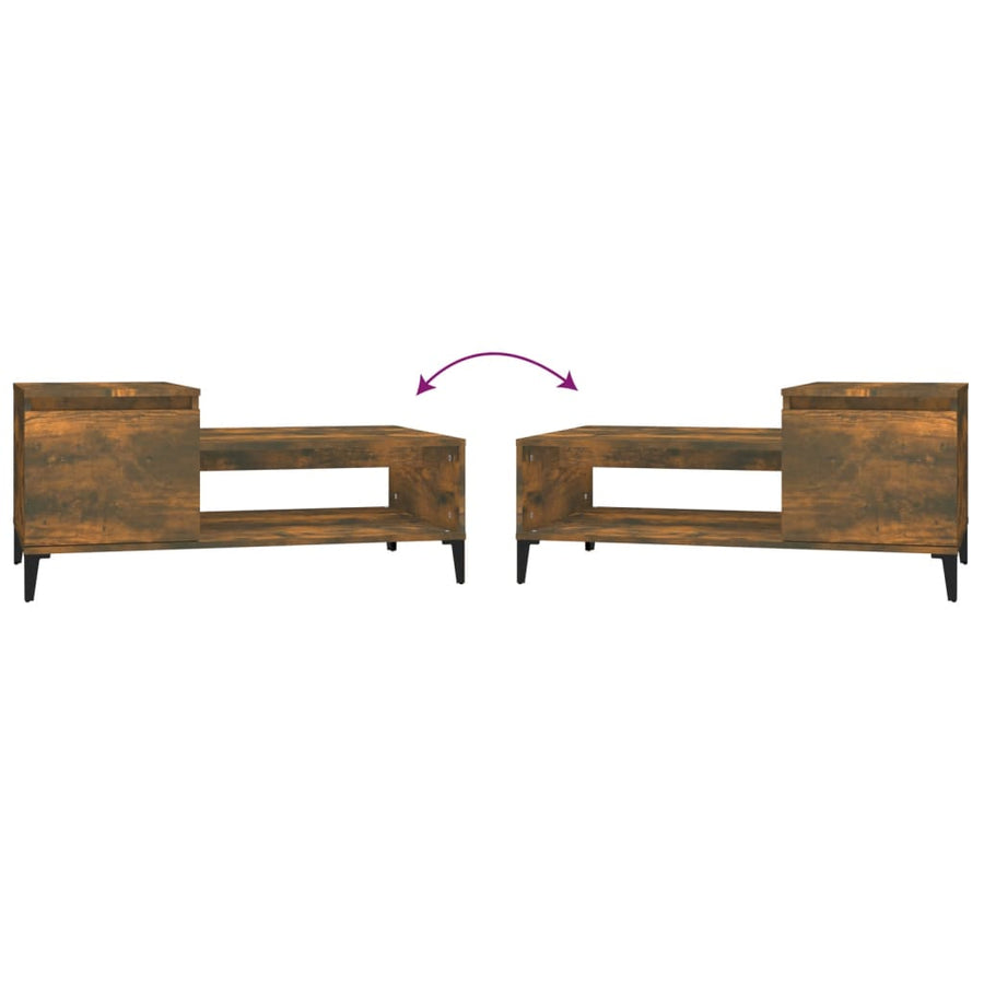 Salontafel 100X50X45 Cm Bewerkt Hout Gerookt Eikenkleurig