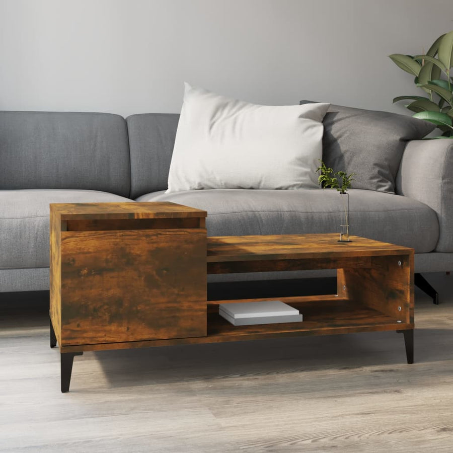 Salontafel 100X50X45 Cm Bewerkt Hout Gerookt Eikenkleurig