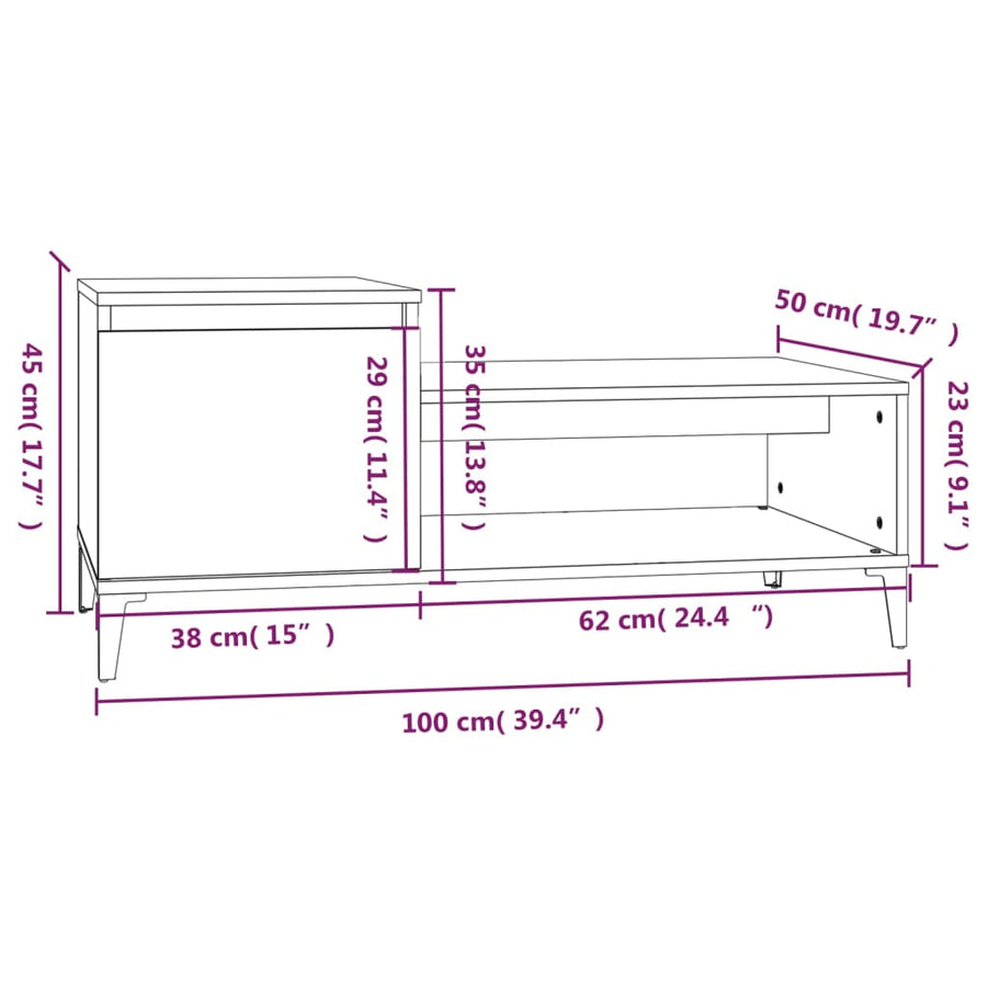 Salontafel 00X50X45 Cm Bewerkt Hout Bruineiken bruin eikenkleur