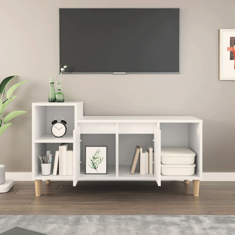 Tv-Meubel 00X35X55 Cm Bewerkt Hout Wit