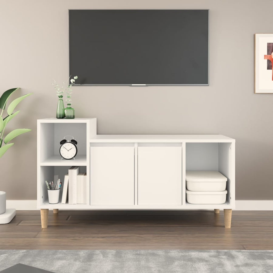 Tv-Meubel 00X35X55 Cm Bewerkt Hout Wit