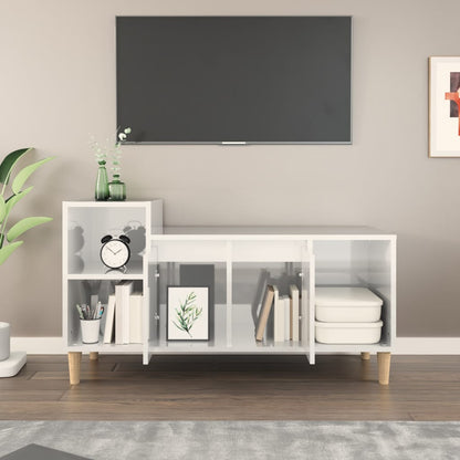 Tv-Meubel 00X35X55 Cm Bewerkt Hout Hoogglans wit