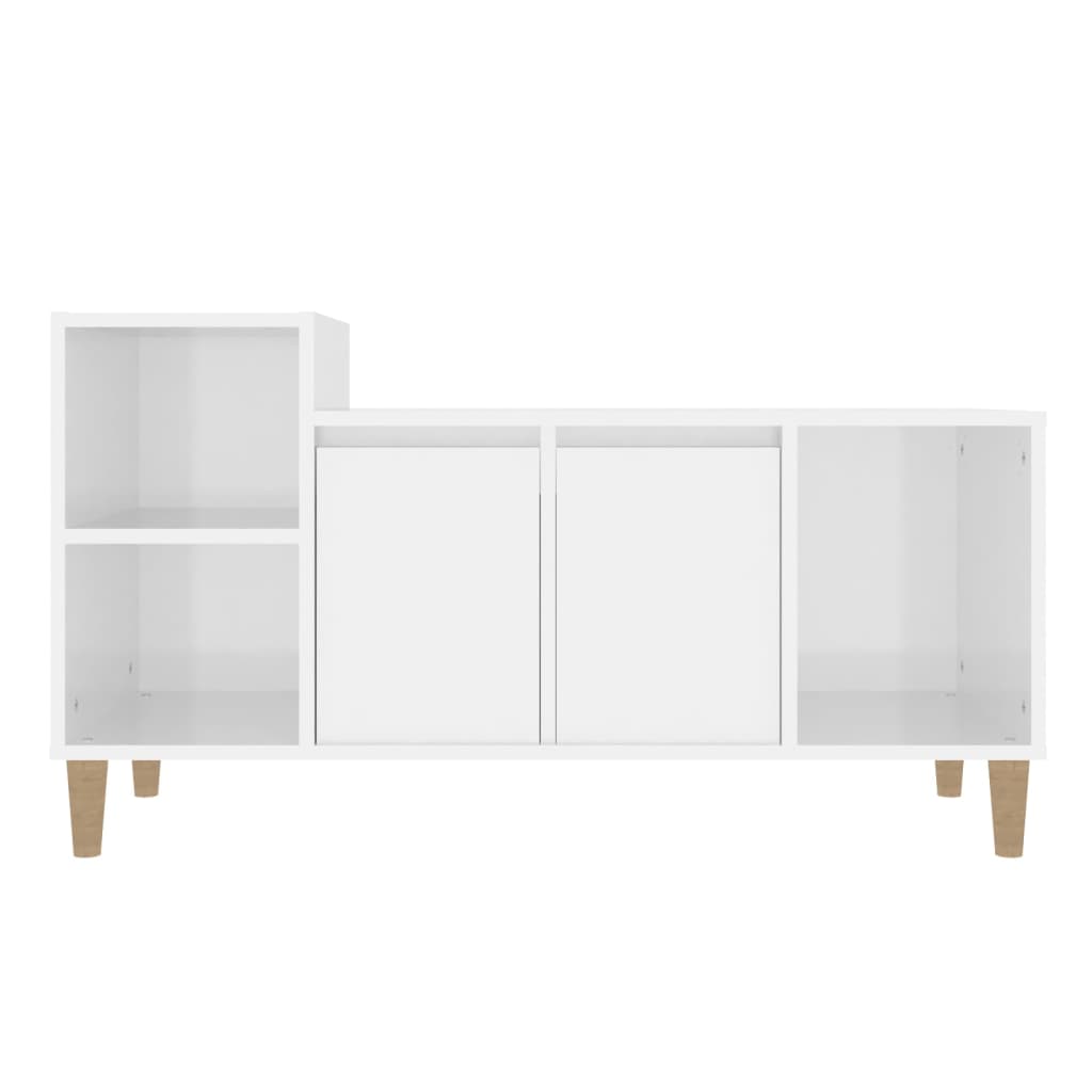 Tv-Meubel 00X35X55 Cm Bewerkt Hout Hoogglans wit