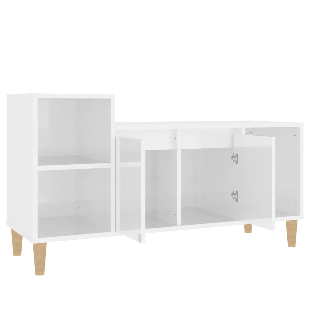 Tv-Meubel 00X35X55 Cm Bewerkt Hout Hoogglans wit