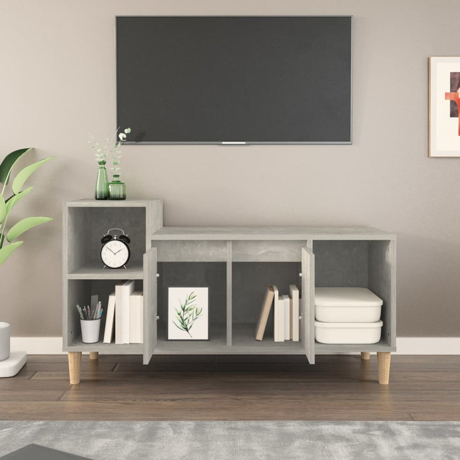 Tv-Meubel 00X35X55 Cm Bewerkt Hout Betongrijs