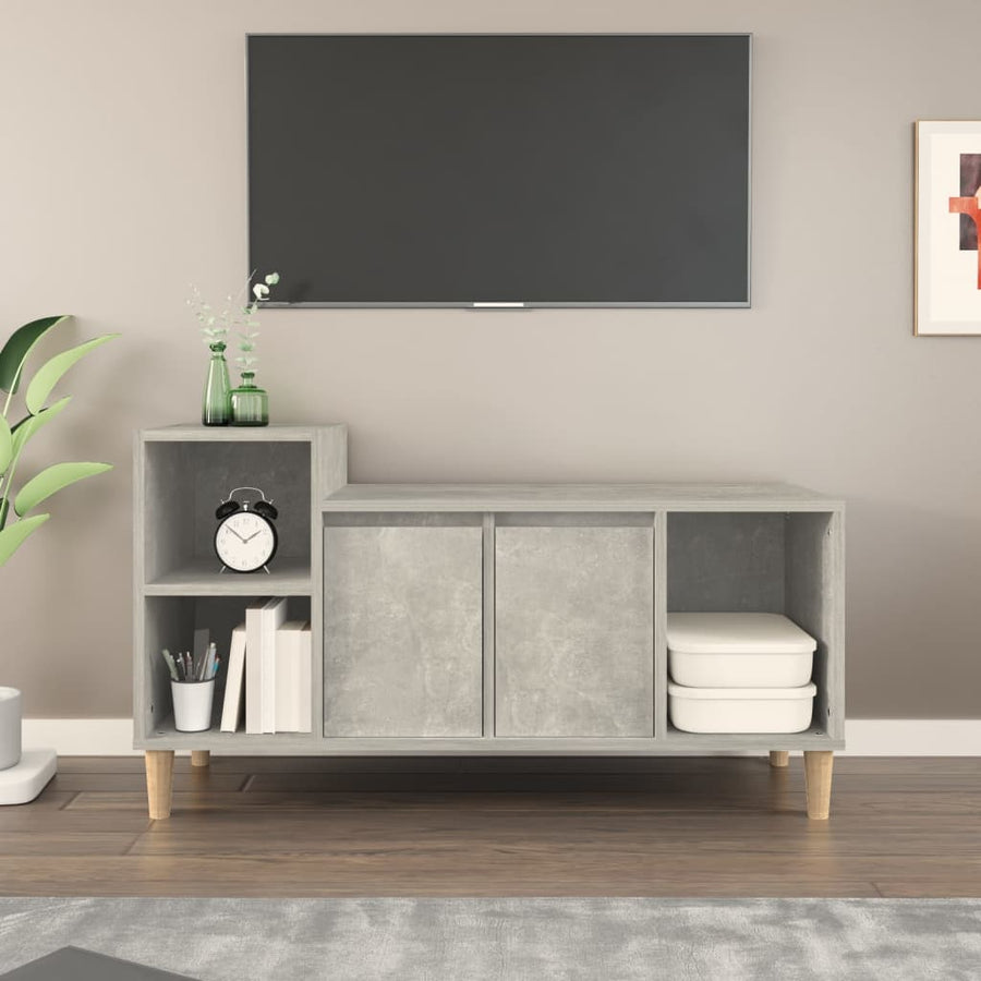 Tv-Meubel 00X35X55 Cm Bewerkt Hout Betongrijs