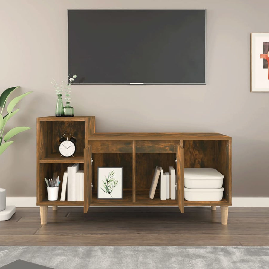 Tv-Meubel 00X35X55 Cm Bewerkt Hout Kleurig Gerookt eiken