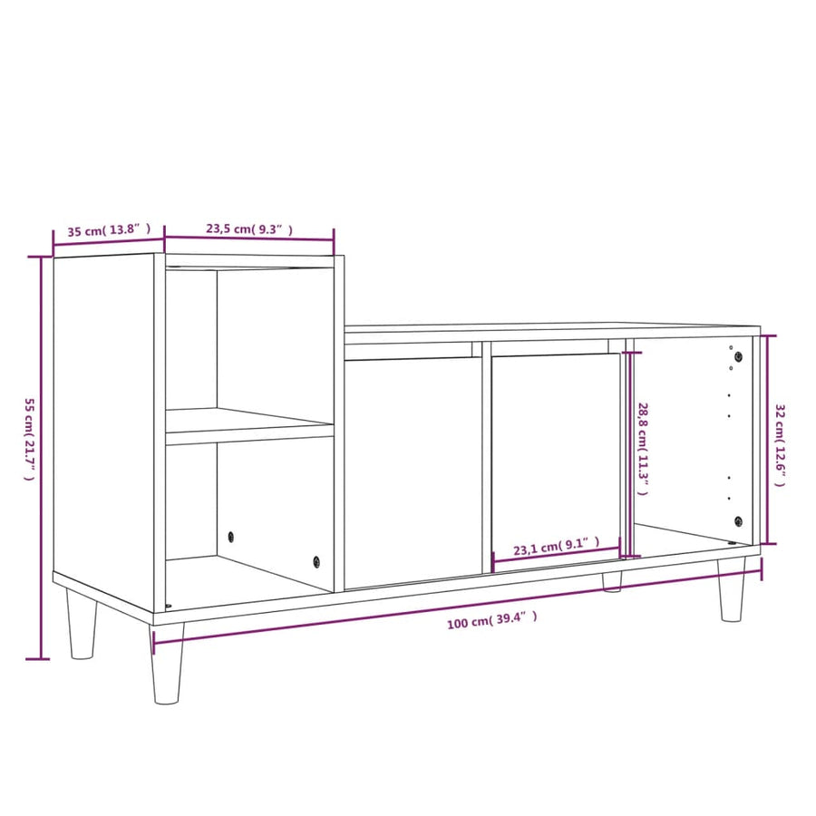 Tv-Meubel 00X35X55 Cm Bewerkt Hout Kleurig Gerookt eiken