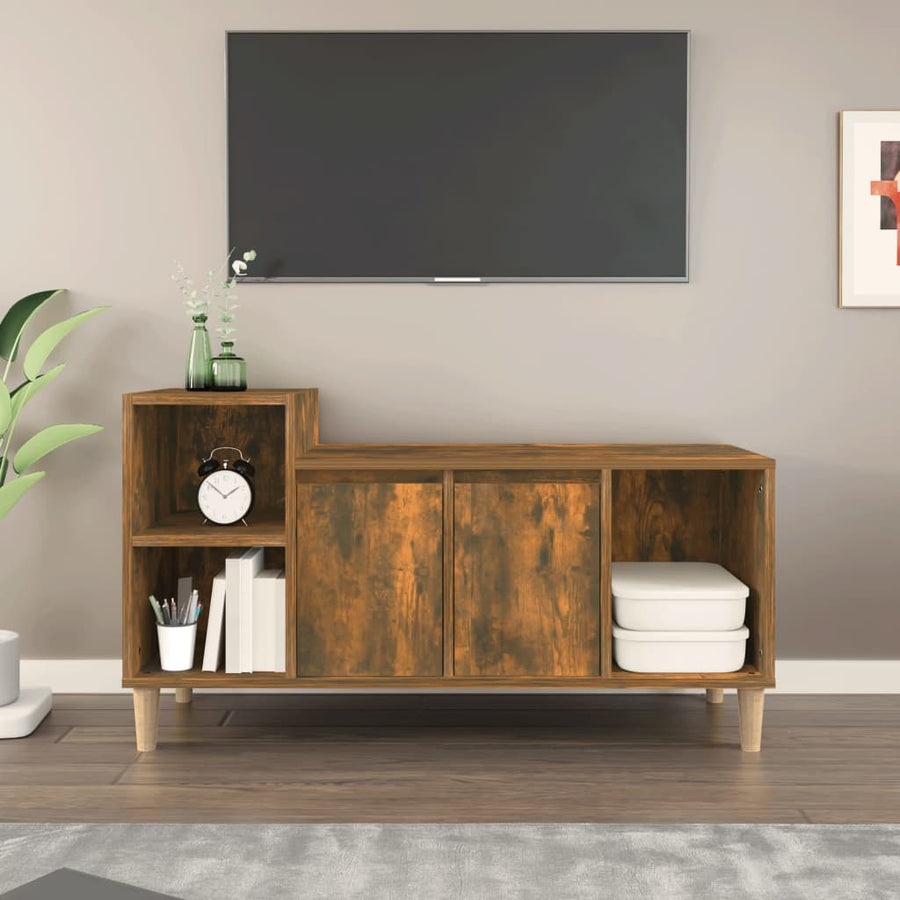 Tv-Meubel 00X35X55 Cm Bewerkt Hout Kleurig Gerookt eiken