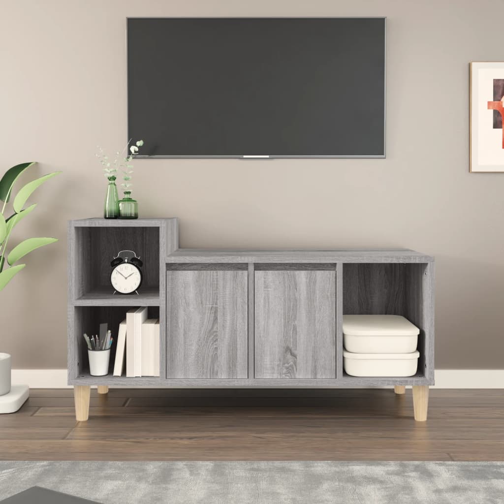 Tv-Meubel 00X35X55 Cm Bewerkt Hout Eikenkleurig Grijs sonoma