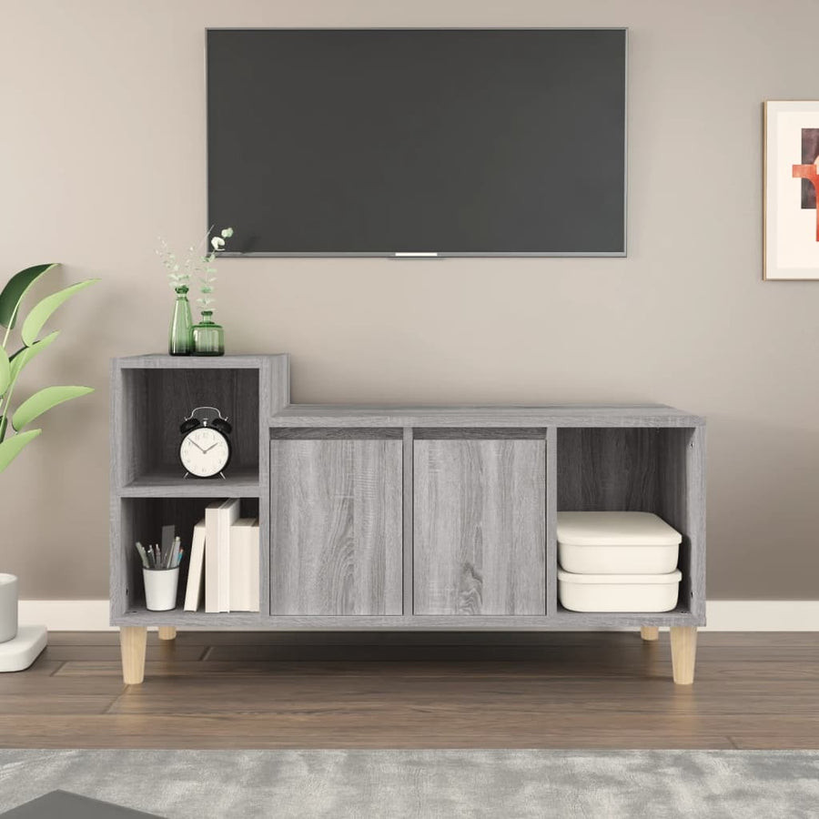 Tv-Meubel 00X35X55 Cm Bewerkt Hout Eikenkleurig Grijs sonoma