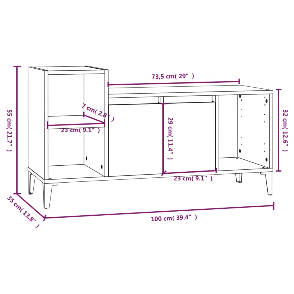Tv-Meubel 00X35X55 Cm Bewerkt Hout Kleurig Gerookt eiken