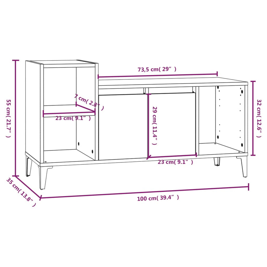 Tv-Meubel 00X35X55 Cm Bewerkt Hout Kleurig Gerookt eiken