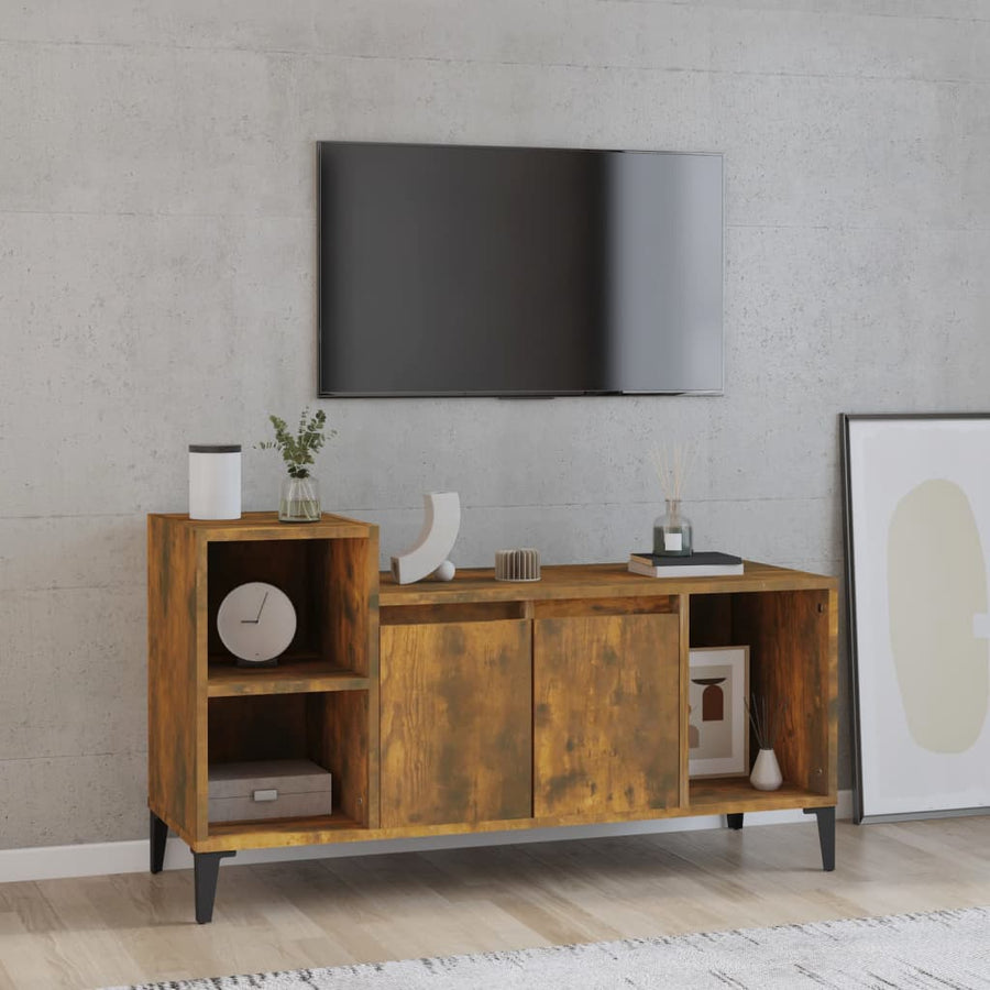 Tv-Meubel 00X35X55 Cm Bewerkt Hout Kleurig Gerookt eiken