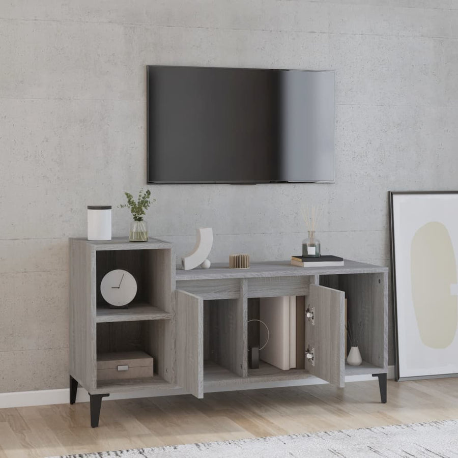 Tv-Meubel 00X35X55 Cm Bewerkt Hout Eikenkleurig Grijs sonoma