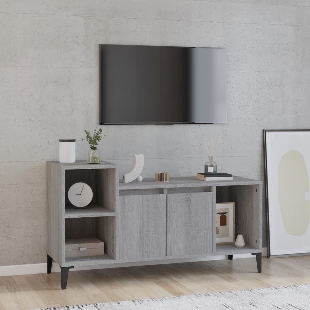 Tv-Meubel 00X35X55 Cm Bewerkt Hout Eikenkleurig Grijs sonoma