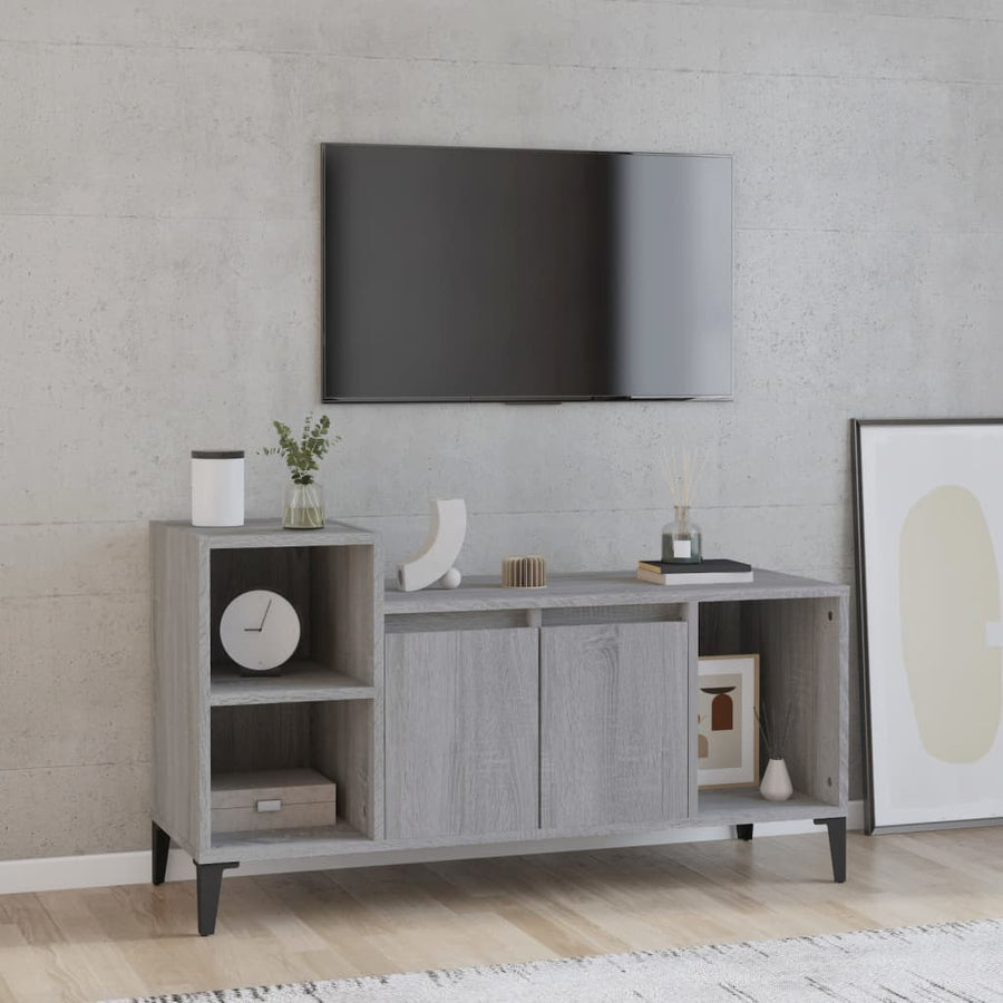 Tv-Meubel 00X35X55 Cm Bewerkt Hout Eikenkleurig Grijs sonoma