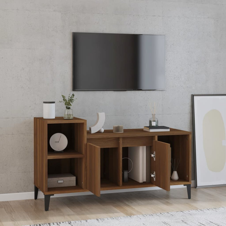 Tv-Meubel 00X35X55 Cm Bewerkt Hout Bruin Eikenkleur Bruineiken