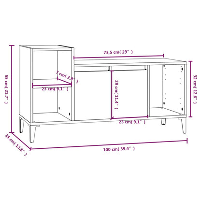 Tv-Meubel 00X35X55 Cm Bewerkt Hout Bruin Eikenkleur Bruineiken
