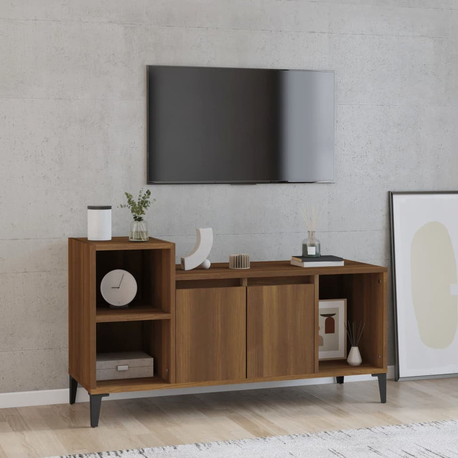 Tv-Meubel 00X35X55 Cm Bewerkt Hout Bruin Eikenkleur Bruineiken