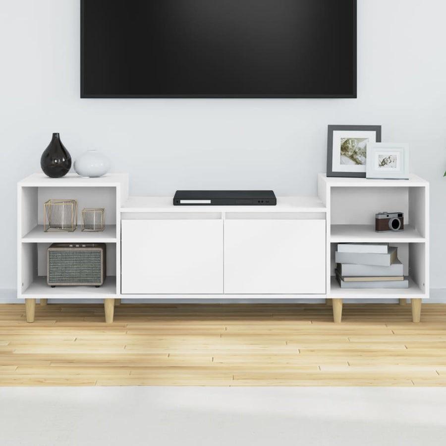 Tv-Meubel 160X35X55 Cm Bewerkt Hout Wit