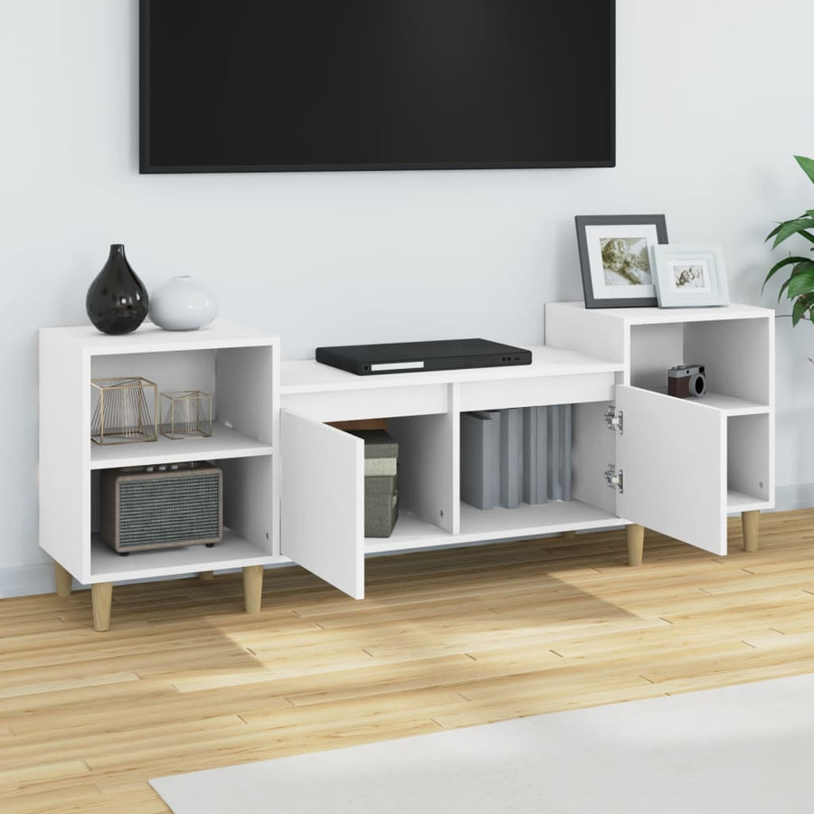 Tv-Meubel 160X35X55 Cm Bewerkt Hout Wit