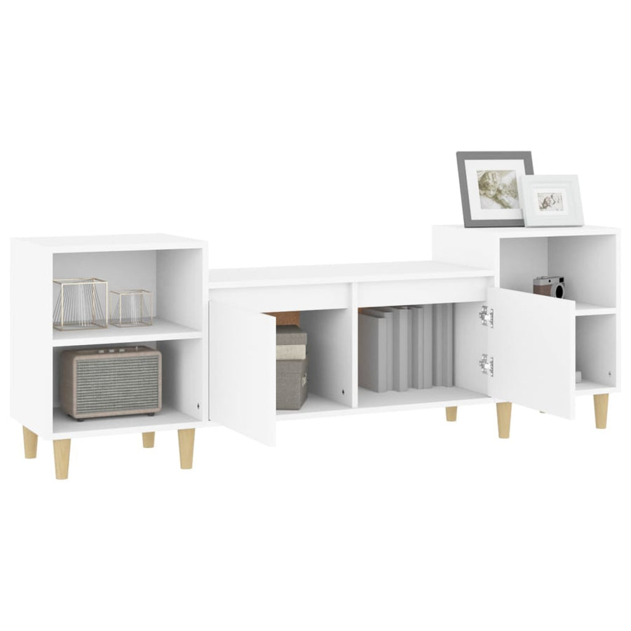 Tv-Meubel 160X35X55 Cm Bewerkt Hout Wit