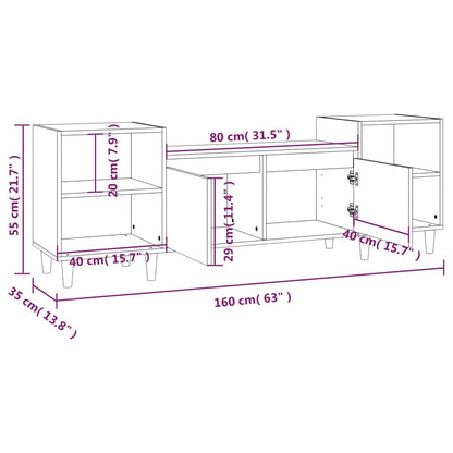 Tv-Meubel 160X35X55 Cm Bewerkt Hout Wit