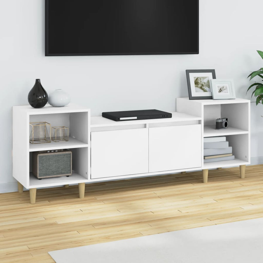 Tv-Meubel 160X35X55 Cm Bewerkt Hout Wit