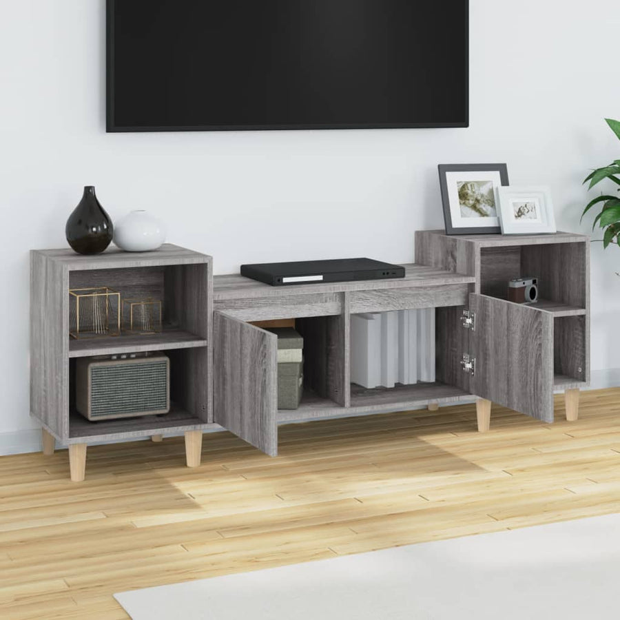 Tv-Meubel 60X35X55 Cm Bewerkt Hout Eikenkleurig Grijs sonoma