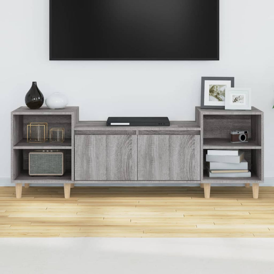 Tv-Meubel 60X35X55 Cm Bewerkt Hout Eikenkleurig Grijs sonoma