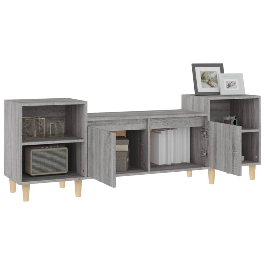 Tv-Meubel 60X35X55 Cm Bewerkt Hout Eikenkleurig Grijs sonoma