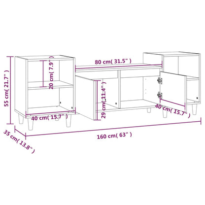 Tv-Meubel 60X35X55 Cm Bewerkt Hout Eikenkleurig Grijs sonoma